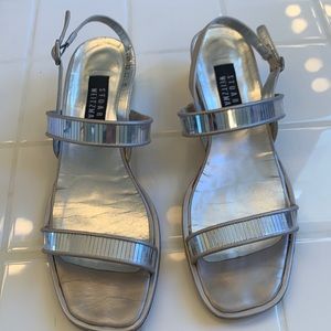 Stuart Weitzman silver metallic sandals. Size 10.